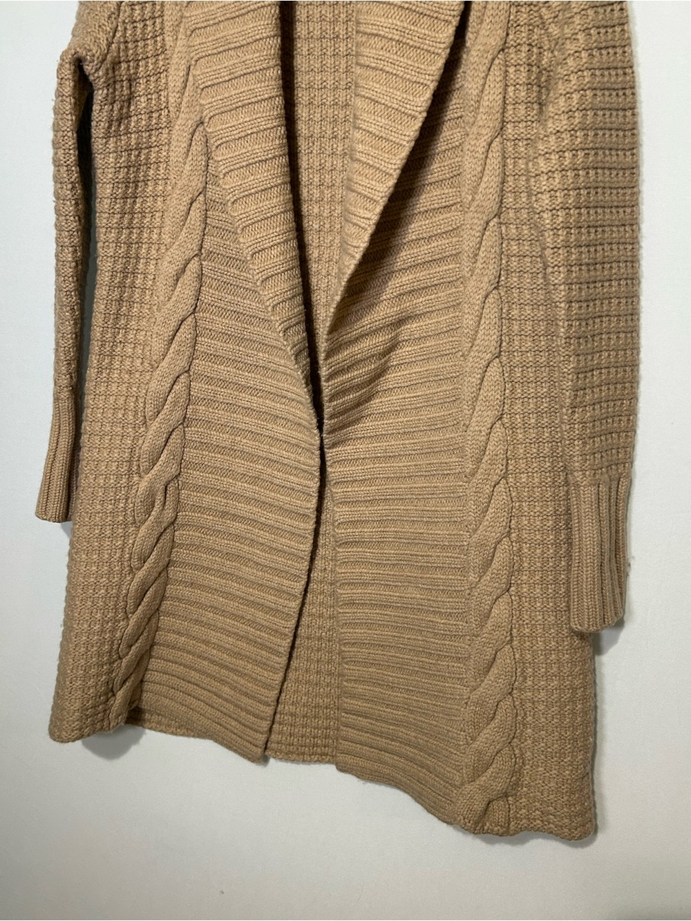Banana Republic 100% Merino Wool Heavyweight Long Cable Knit Sweater Coat S - Picture 4 of 13